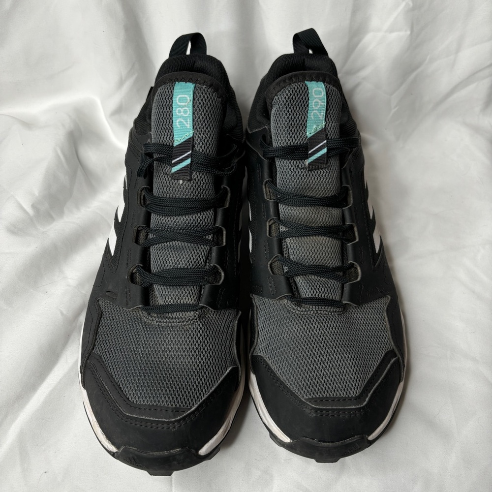 adidas women’s Black and Gray Athletic Shoes with Teal Accents